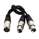 Microphone Plug Cable 3pin XLR Male To Dual 2 XLR Female Socket Y Splitter Cable