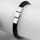 Fashion Mens Jewelry 316L Stainless Steel Bracelet Chic Link Black Rubber Bangle