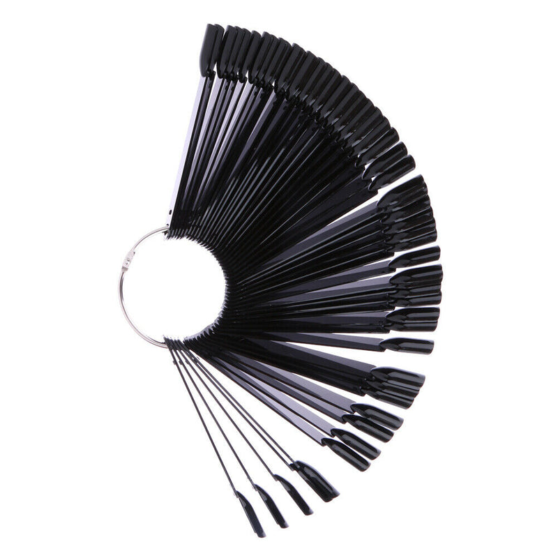 50pcs False Nail Art Polish Practice Tips Salon Display Stick Card (Black)