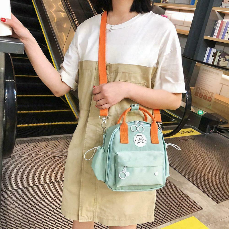 Animal Pattern Waterproof Backpacks Women Shoulder Crossbody Bags (Green)