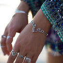 Fancy Retro Carved Hollow Out Lotus Shape Open Cuff Bracelet Bangle For women