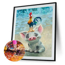 Pig Chicken Rhinestone Full Round 5D DIY Diamond Painting Kit Wall Picture