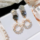 Statement Rhinestone Circle Star Korean Long Earrings For Women Trendy Jewe