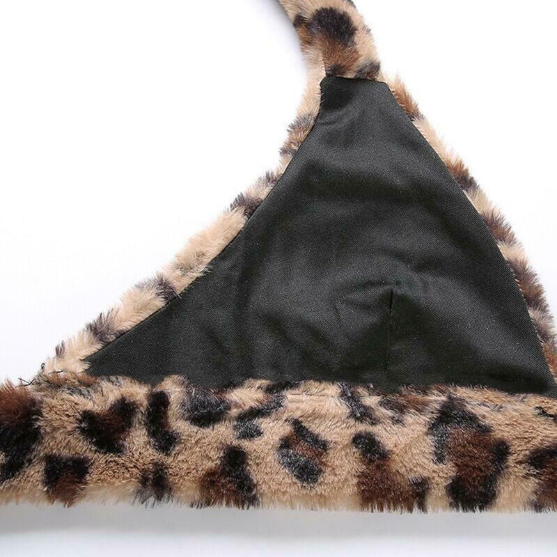 Leopard Halter Vest Women V-neck Bra Tank Sleeveless Crop Tops (Brown M)