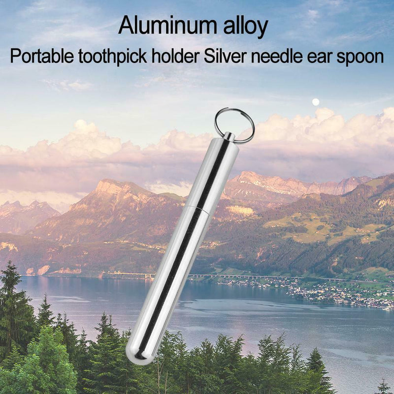 Pocket Toothpick Holder Waterproof Useful Alloy Box Metal Pill Case Keychain