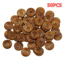 50 PC Brown Wood Sewing Buttons Scrapbooking 4 Holes Round 25mm Dia UK