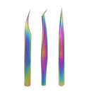 Colorful Professional Tip Tweezer Eyelash Tweezers Set with Gift Wrap for P