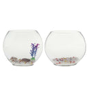 Flat Mouth Clear Mini Desktop Glass Fish Tank Aquarium Bowl Decoration 1