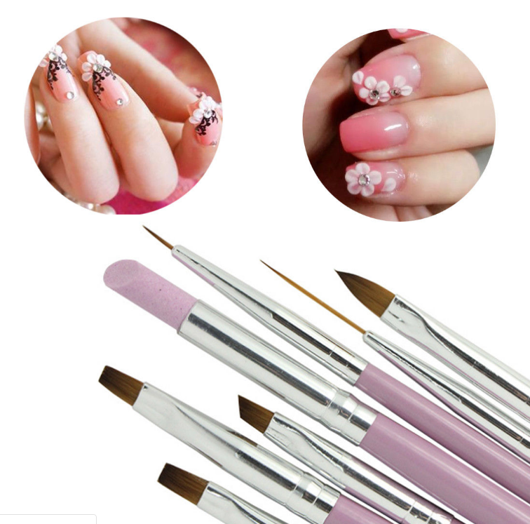 Hot 7 Sizes Manicure Acrylic Nail Art Tips Sable Brush Painting Tool Set
