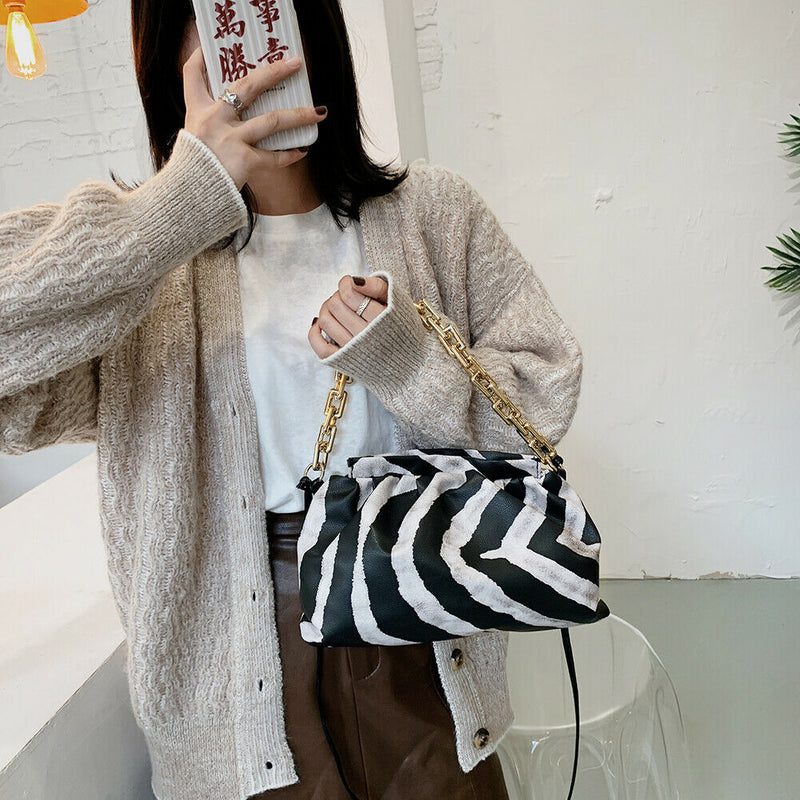 Leather Cloud Crossbody Bag Women Animal Pattern Chain Shoulder Handbag (3)