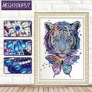 5D DIY Special Shaped Diamond Painting Tiger Butterfly Embroidery Craft Kit