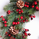 Decorated Artificial Christmas Wreath Green Branches with Pine Cones Red Be