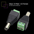 20pcs 10 Male+10 Female DC Power Connector Adapter 2.1x5.5mm Plug for CCTV