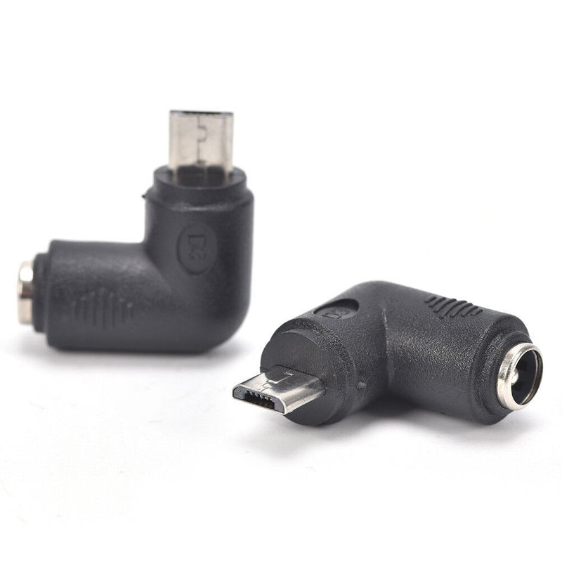 2PCS DC 5.5 x 2.1mm Female To Micro USB 5 Pin Male Right Angle Power Adapter  Z