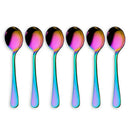 Rainbow Soup Spoons, Stainless Steel Round Spoons, Set of 6 (Soup Spoon) Y8S9