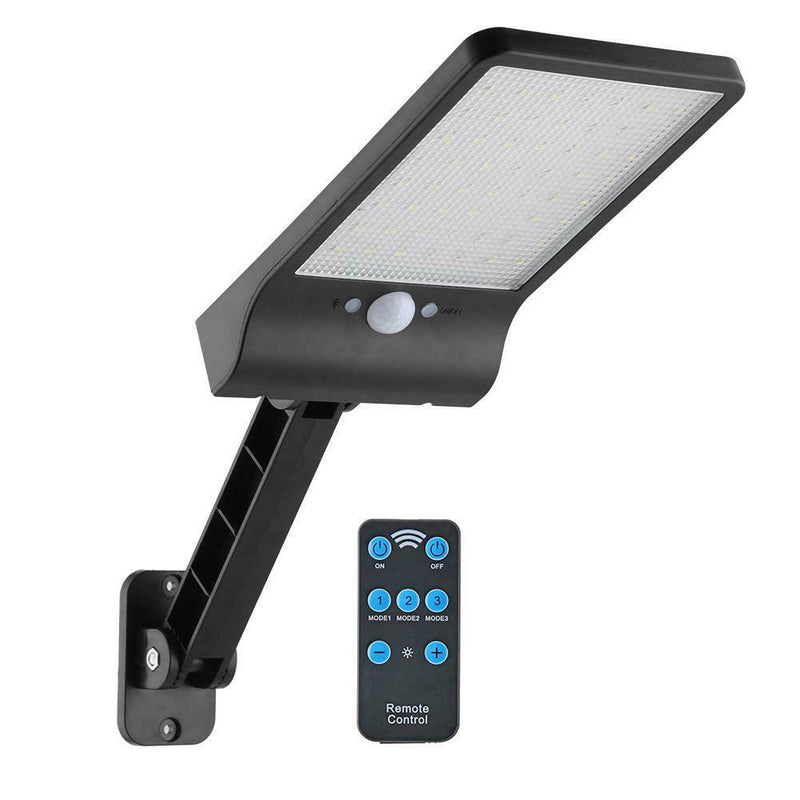 56LED Solar Motion Sensor Wall Light Remote Control Street Lamp (Black) A
