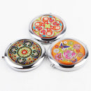 Crystal Folding Round Pocket Compact Makeup Cosmetic Mirror Portable Useful FT