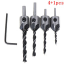 4pcs flute countersink drill bit set chamfer woodworking power 3mm-6mm t Ew
