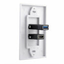 1x 2Port HDMI+USB 3.0 Female Wall Face Plate Panel Outlet Socket Extender W