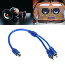 1pc 30cm 2 RCA Male to 1 RCA Female Copper Aluminum Cable for Car Audio A