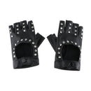 Rivets Gloves Half Finger Gloves Black Hollow out Driving Fingerless Gloves