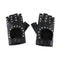 Rivets Gloves Half Finger Gloves Black Hollow out Driving Fingerless Gloves
