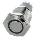 12V Metal Button Switch Vandal Switch LED 16 mm White New