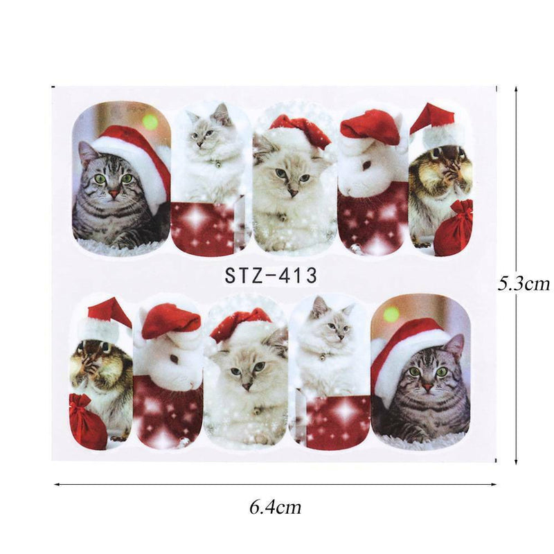 16 Sheet Water Transfers Nail Art Stickers Decals Christmas Snowflakes Snowman