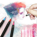 24 Color Watercolor Brush Pens Painting Pens with Flexible Fiber Brush Tips