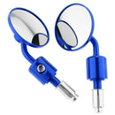 1 Pair Motorcycle Rearview Mirrors Round CNC Material 7/8" Bar End Blue