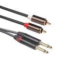 Dual 1/4 Mono Male to 2 RCA Male Adapter Cable Cord for Mixer Amplifier 1.5m