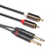 Dual 1/4 Mono Male to 2 RCA Male Adapter Cable Cord for Mixer Amplifier 1.5m