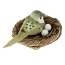 Handmade Small Artificial Feather Bird in Straw Nest with Eggs Garden Decor