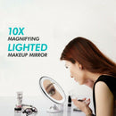 10X Magnifying Makeup Vanity Mirror Portable with LED Light Suction Cup 360