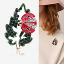 Fashion Ladybug Insect Brooch Collar Pins Crystal Leaves Corsage Jewelry  OZ