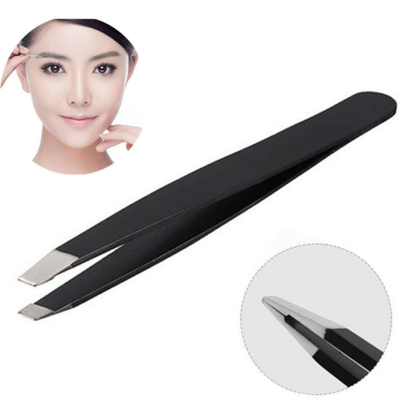 UK Professional Eyebrow Tweezers Hair Beauty Slanted Stainless Steel Tweezer