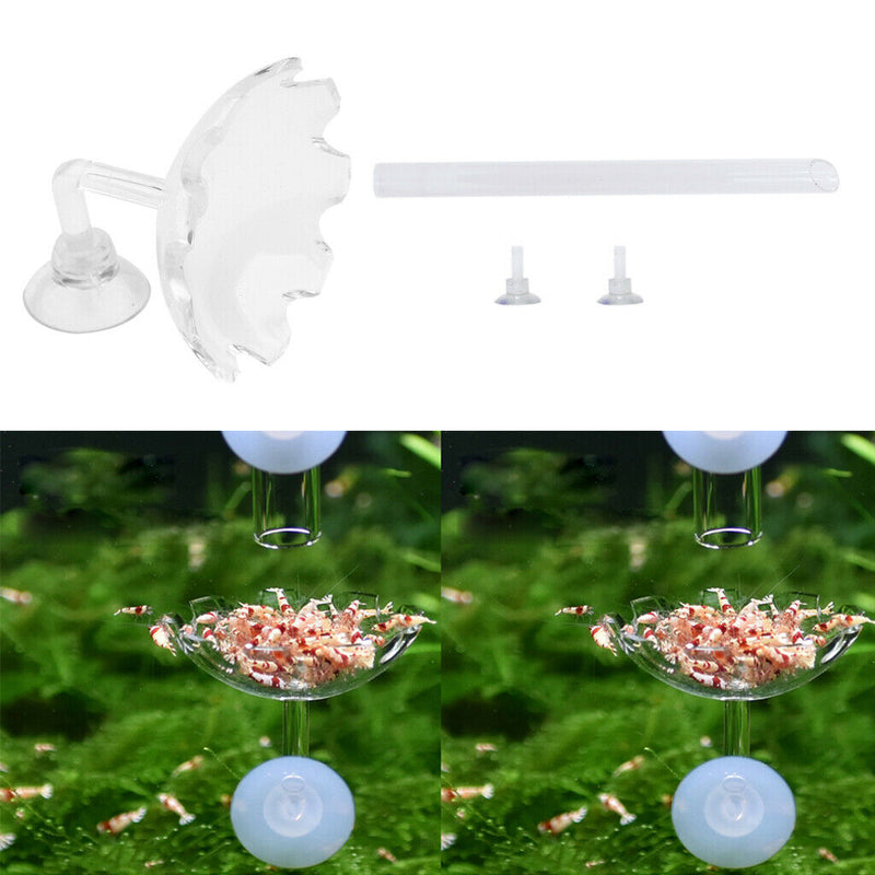 2x Aquarium Acrylic Shrimp Feeding Bowl Water Food Dish and Tube 27cm Length
