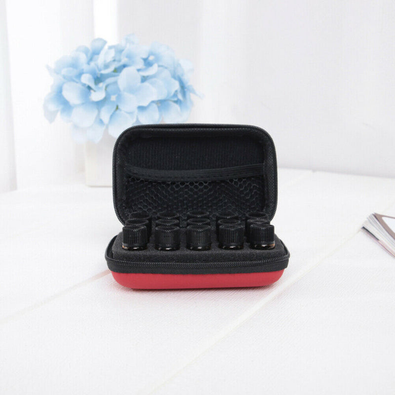 15 Slot Essential Oil Bottle Holder Rollers Storage Bag Organizer (Red) A