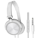 Wired Computer Headset Stereo Heavy Bass Earphones Over Ear White with Mic