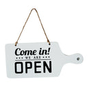 Open Closed Sign Welcome Wood Hanging Plaque for Door Window Bar Cafe White