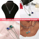 European Rhinestone Pendant Clavicle Chain Women 2 Layer Necklace Jewelry A
