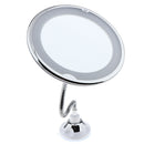 Adjustable Gooseneck Suction Cup 10X Magnifying Makeup Mirror with Light