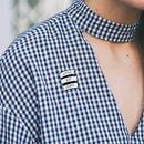 Simple Letters Brooch Enamel Badges Backpack Jacket Jewelry Gift (White) A