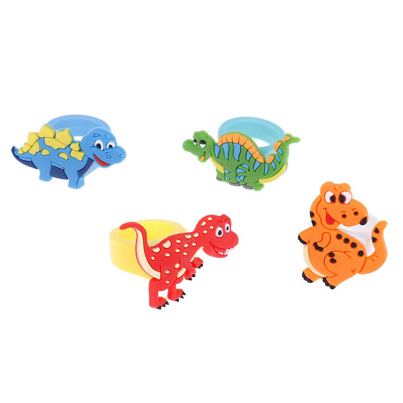 6Pcs Environmental dinosaur ring female PVC ring children's cartoon ringOZ