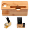 Cell Phone Charger Dock with Watch Bamboo Holder Desk Charging Stand Q7I6