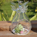 Set of 2Cute Clear Glass Angel Shape Flower Plant Hanging Vase Wedding Deco L9M5