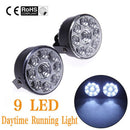 2x 9LED DRL Car Fog Lamp Round Driving Running Daytime Light Head Light White FT