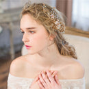 Crystal Rhinestone Peals Flower Side Hair Clip Wedding Bridal Hair Jewelry