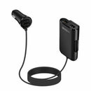 4-Port USB Car Charger HUB Adapter Front Back Seat with 6 Feet Extension Ca
