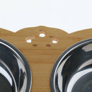 Raised Pet Feeder Solid Bamboo Stand Perfect for Cat Dog S02